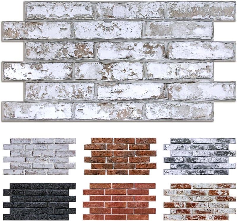 Commomy Faux Brick 3D Wall Panels - 12 pcs of 22.8" x 11.8" - Thin & UrltraLight PVC Peel and Stick Tile Brick Textured Printable for Kitchen, Bedroom,Living Room,TV Background,RV（Covers 22.48 sq.ft） - Image 1